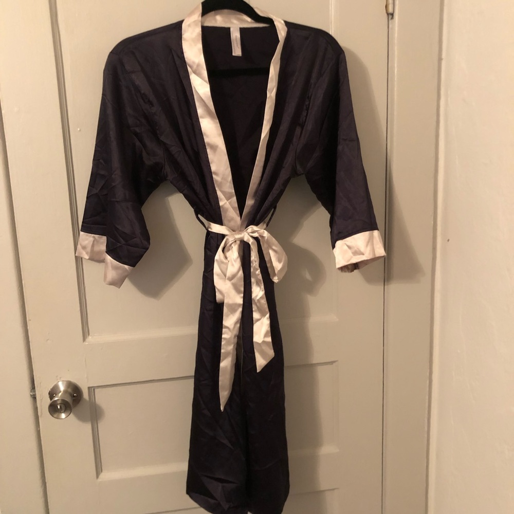 black and cream silk robe